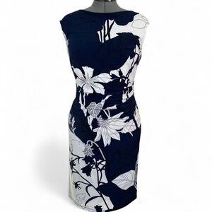 Lauren Ralph Lauren high-neck floral sleeveless dress with ruched waist size 12